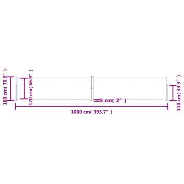 Retractable Side Awning Anthracite 180x1000 cm - Hipomarket