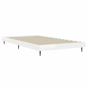 High Gloss White Bed Frame 100x200 cm | Durable & Stylish