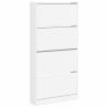 Shoe Cabinet with 4 Flip-Drawers - Modern White Storage Solution