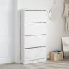 Shoe Cabinet with 4 Flip-Drawers - Modern White Storage Solution