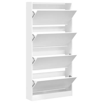 Shoe Cabinet with 4 Flip-Drawers - Modern White Storage Solution