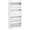 Shoe Cabinet with 4 Flip-Drawers - Modern White Storage Solution