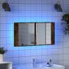 LED Bathroom Mirror Cabinet Smoked Oak 90x12x45 cm