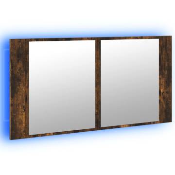 LED Bathroom Mirror Cabinet Smoked Oak 90x12x45 cm