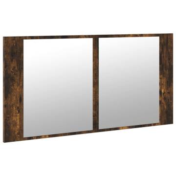 LED Bathroom Mirror Cabinet Smoked Oak 90x12x45 cm