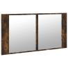 LED Bathroom Mirror Cabinet Smoked Oak 90x12x45 cm