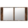 LED Bathroom Mirror Cabinet Smoked Oak 90x12x45 cm