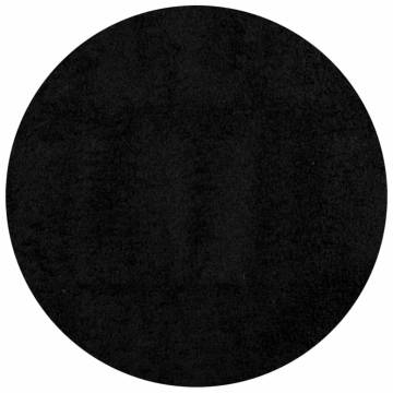 Shaggy Rug PAMPLONA High Pile Modern Black Ø 100 cm