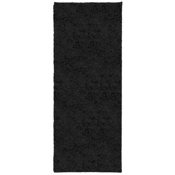 Shaggy Rug PAMPLONA High Pile Modern Black 80x200 cm