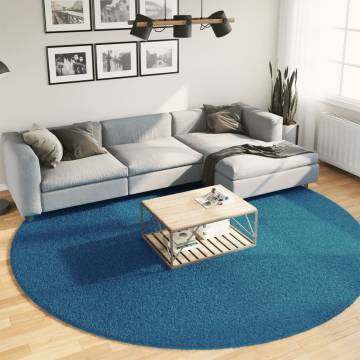 Rug OVIEDO Short Pile Turquoise Ø 280 cm - Hipomarket UK