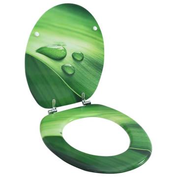 Stylish Green Water Drop MDF Toilet Seat with Lid | Hipomarket