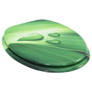 Stylish Green Water Drop MDF Toilet Seat with Lid | Hipomarket