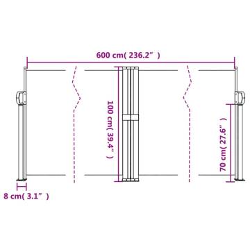 Retractable Side Awning Red - 100x600 cm | Hipomarket UK