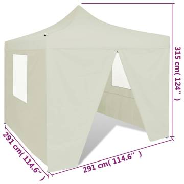 Foldable Tent 3x3m with 4 Walls - Cream | Hipomarket