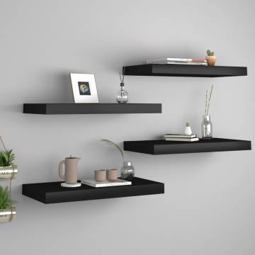 Floating Wall Shelves Set - 4 pcs Black 50x23x3.8 cm | Hipo Market