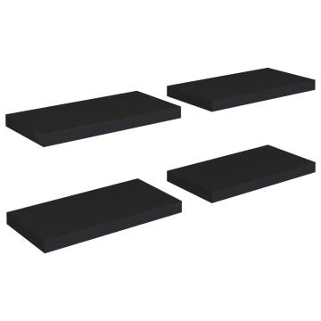 Floating Wall Shelves Set - 4 pcs Black 50x23x3.8 cm | Hipo Market