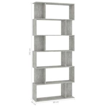 Concrete Grey Book Cabinet & Room Divider - 80x24x192 cm