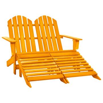 Stylish 2-Seater Adirondack Chair & Ottoman - Orange Fir Wood