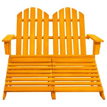 Stylish 2-Seater Adirondack Chair & Ottoman - Orange Fir Wood