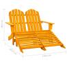 Stylish 2-Seater Adirondack Chair & Ottoman - Orange Fir Wood