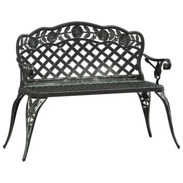 Elegant Green Cast Aluminium Garden Bench - 108 cm