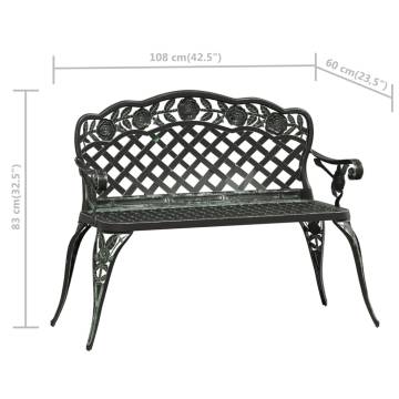 Elegant Green Cast Aluminium Garden Bench - 108 cm