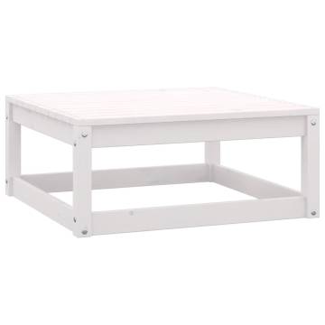 Stylish Garden Footstool - White Solid Pine 70x70x30 cm