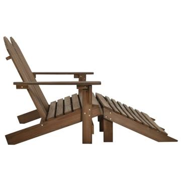 2-Seater Garden Adirondack Chair & Ottoman - Brown Fir Wood