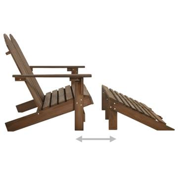 2-Seater Garden Adirondack Chair & Ottoman - Brown Fir Wood