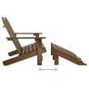 2-Seater Garden Adirondack Chair & Ottoman - Brown Fir Wood