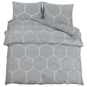 Duvet Cover Set Grey 220x240 cm Cotton - Soft & Elegant