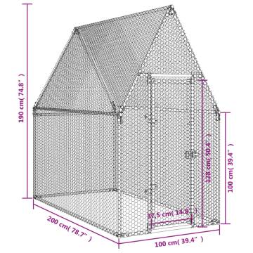 Chicken Cage Silver 200x100x190 cm - Galvanised Steel