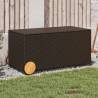 Garden Storage Box with Wheels Brown 190L Poly Rattan Colour brown Size 107 x 55 x 50/53 cm 