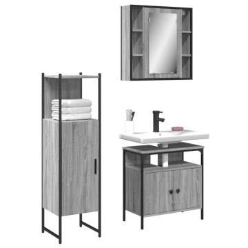 3 Piece Bathroom Cabinet Set - Grey Sonoma - Stylish & Practical