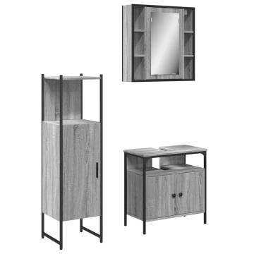 3 Piece Bathroom Cabinet Set - Grey Sonoma - Stylish & Practical