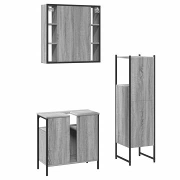 3 Piece Bathroom Cabinet Set - Grey Sonoma - Stylish & Practical