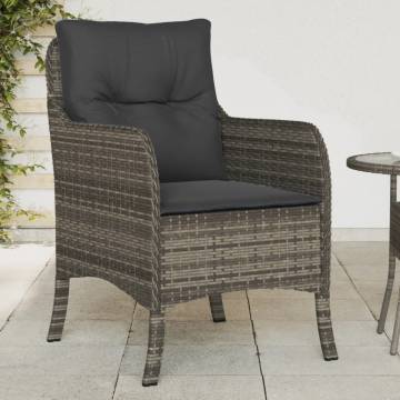 Garden Chairs with Cushions - 2 pcs Grey Poly Rattan