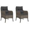 Garden Chairs with Cushions - 2 pcs Grey Poly Rattan