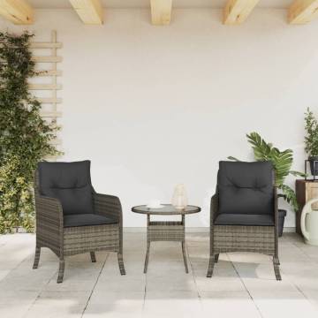 Garden Chairs with Cushions - 2 pcs Grey Poly Rattan