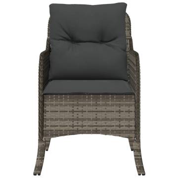 Garden Chairs with Cushions - 2 pcs Grey Poly Rattan