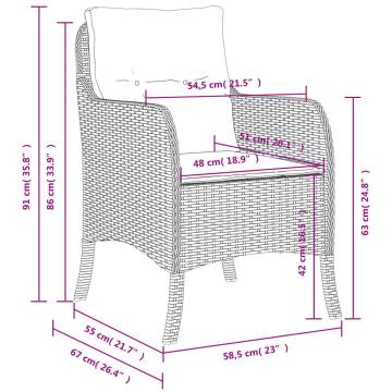 Garden Chairs with Cushions - 2 pcs Grey Poly Rattan