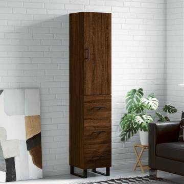 Stylish Highboard Brown Oak - 34.5x34x180 cm | HipoMarket