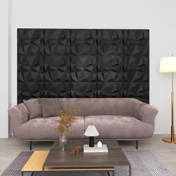 3D Wall Panels 50x50 cm Diamond Black - 24 pcs, 6 m²