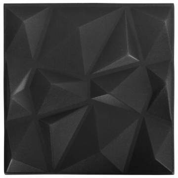 3D Wall Panels 50x50 cm Diamond Black - 24 pcs, 6 m²