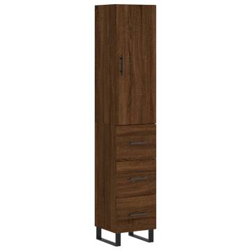 Stylish Highboard Brown Oak - 34.5x34x180 cm | HipoMarket