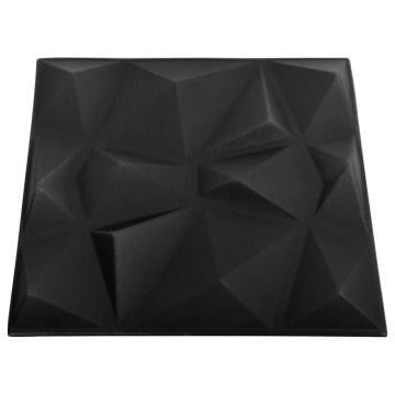 3D Wall Panels 50x50 cm Diamond Black - 24 pcs, 6 m²