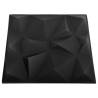 3D Wall Panels 50x50 cm Diamond Black - 24 pcs, 6 m²