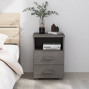 HAMAR Light Grey Bedside Cabinet - Solid Pinewood Nightstand