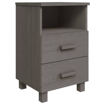 HAMAR Light Grey Bedside Cabinet - Solid Pinewood Nightstand