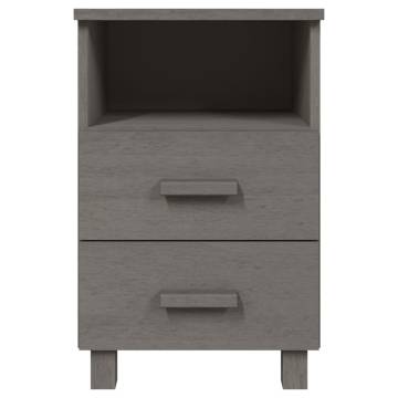 HAMAR Light Grey Bedside Cabinet - Solid Pinewood Nightstand